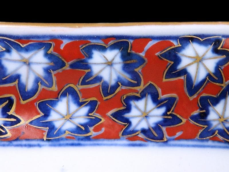 大聖寺伊万里　金襴手　紅葉の図　隅切長皿　 N1071AS-DCl