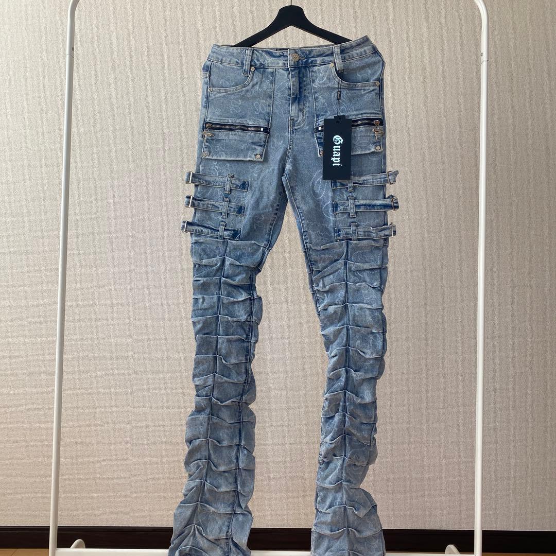 激レア新品30 GUAPI スキニー スーパースタックデニム パンツ ペイズリー