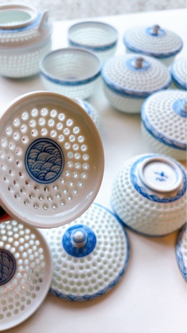 （未使用）有田焼 丹心窯 水晶青海波 急須水晶彫　和食器 波佐見焼急須