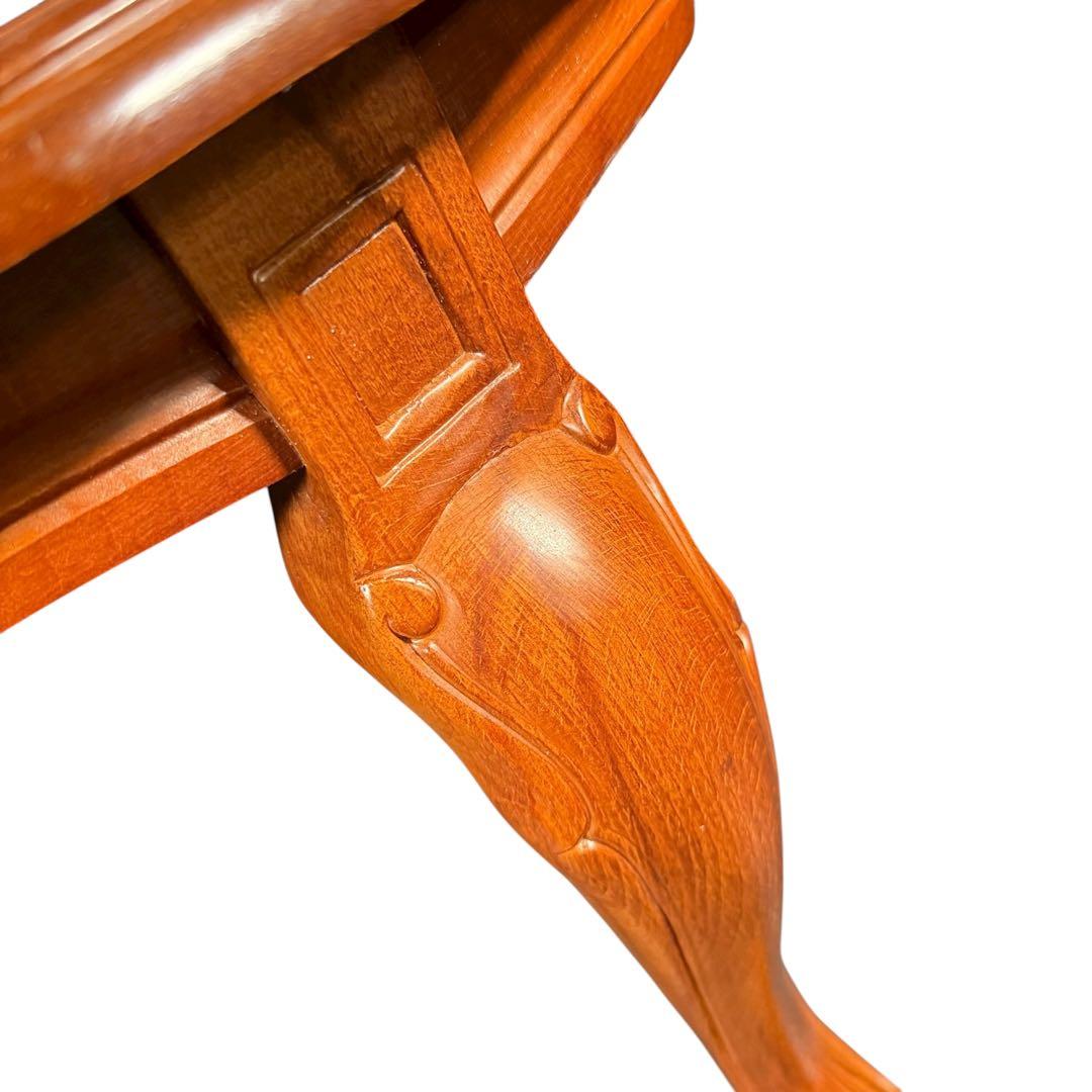 HR852 【象嵌彫刻が素敵】イタリア　猫脚　ローテーブル　イタリア