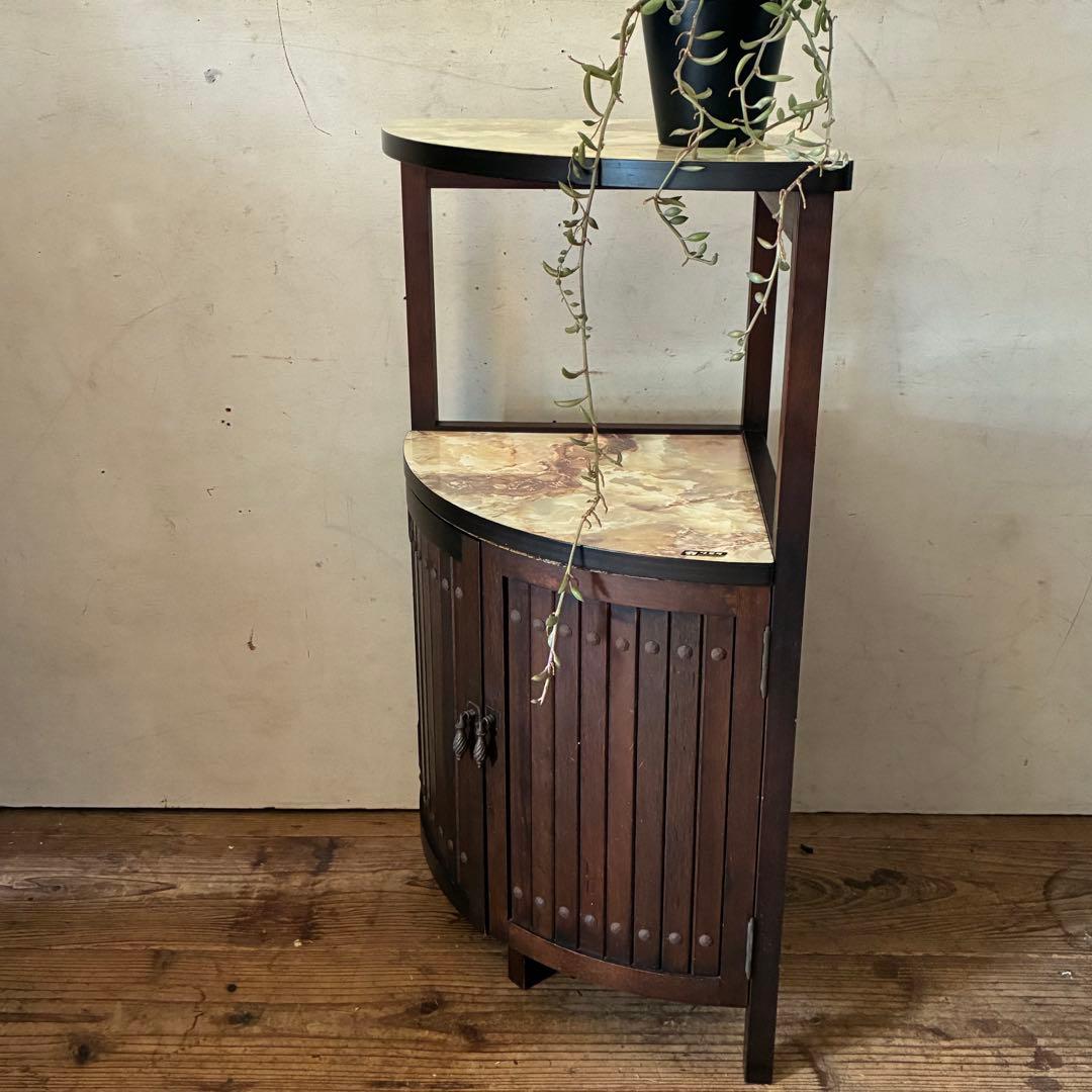 オールドカリモク ヴィンテージ コーナーラック シェルフ 棚 マーブル