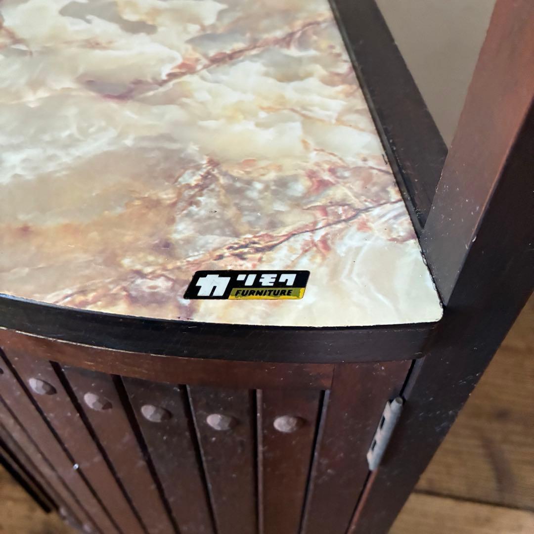 オールドカリモク ヴィンテージ コーナーラック シェルフ 棚 マーブル