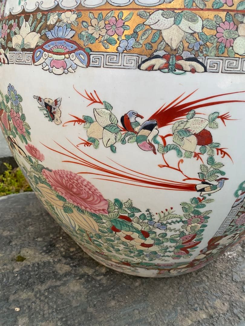 乾隆年製　水鉢　大型　睡蓮鉢　中国　金魚鉢　壺　骨董