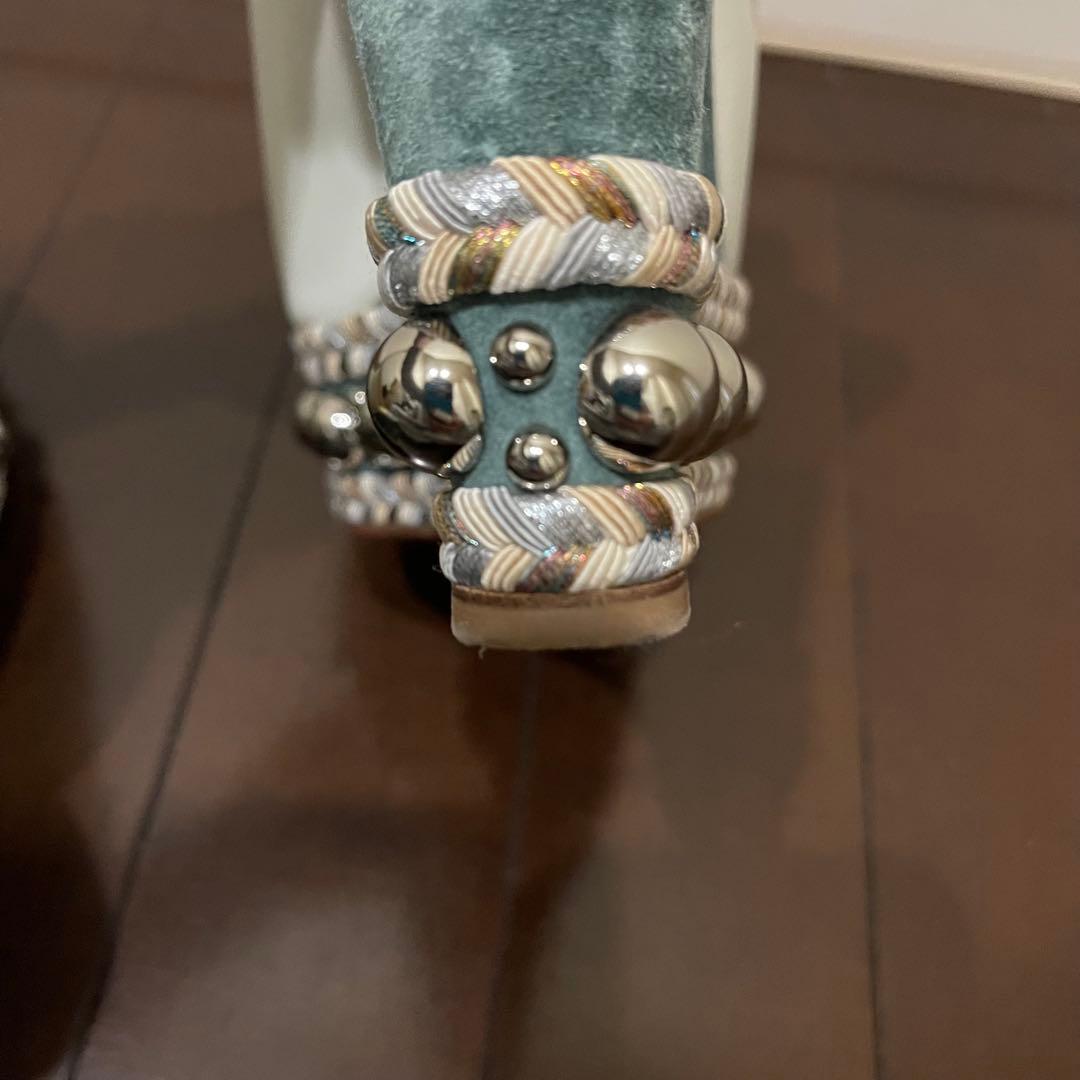 美品✨クリスチャンルブタン レザー スエード ウェッジソール サンダル 37