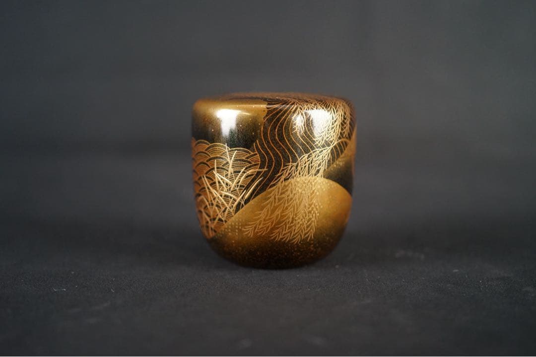 加賀蒔絵師 大下香仙 柳橋 棗 共箱 共布 金蒔絵 梨地 螺鈿細工 漆芸名品