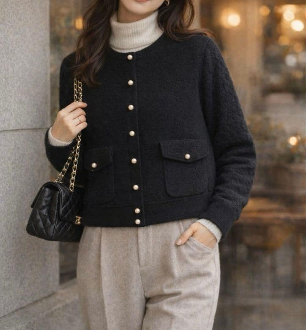 新品タグ付き ボールジィ パールコンビ クルーネック カーディガン定価3.7千円