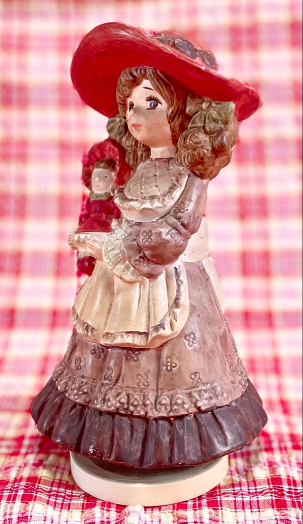 ★ヴィンテージオルゴール フランス人形♪白鳥の湖-情景-♪骨董品