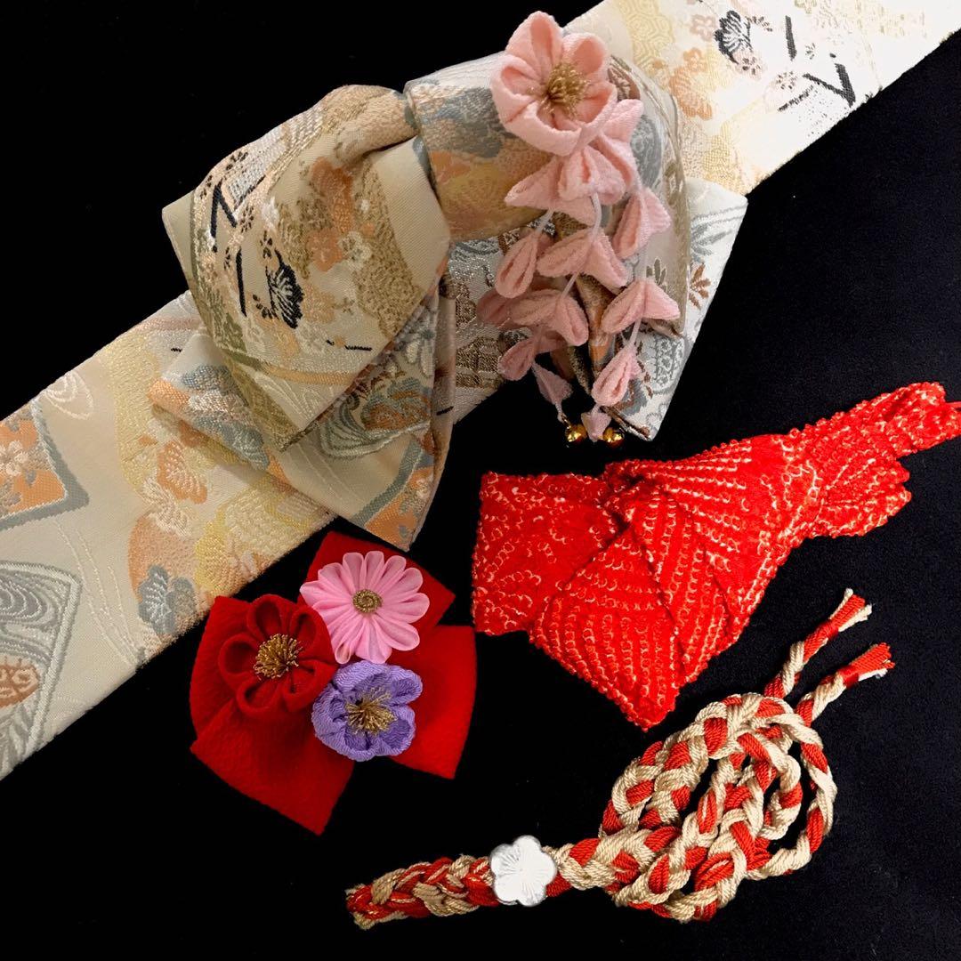 ＊ 市松人形 15号 縮緬 アンティーク 着物 帯 ＊ ドール 人形