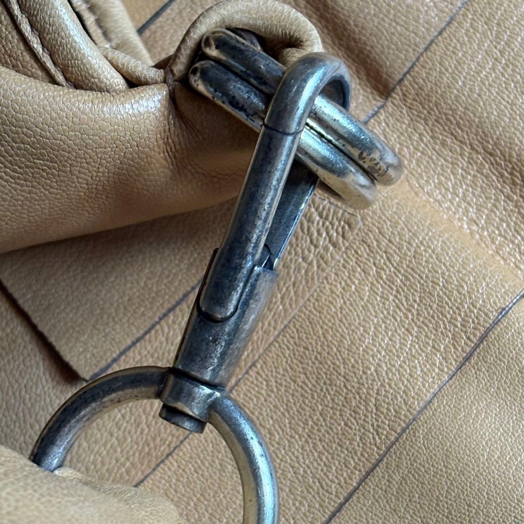 美品イヴサンローランサントロペフリルレザーワンショルダーバックキャメル