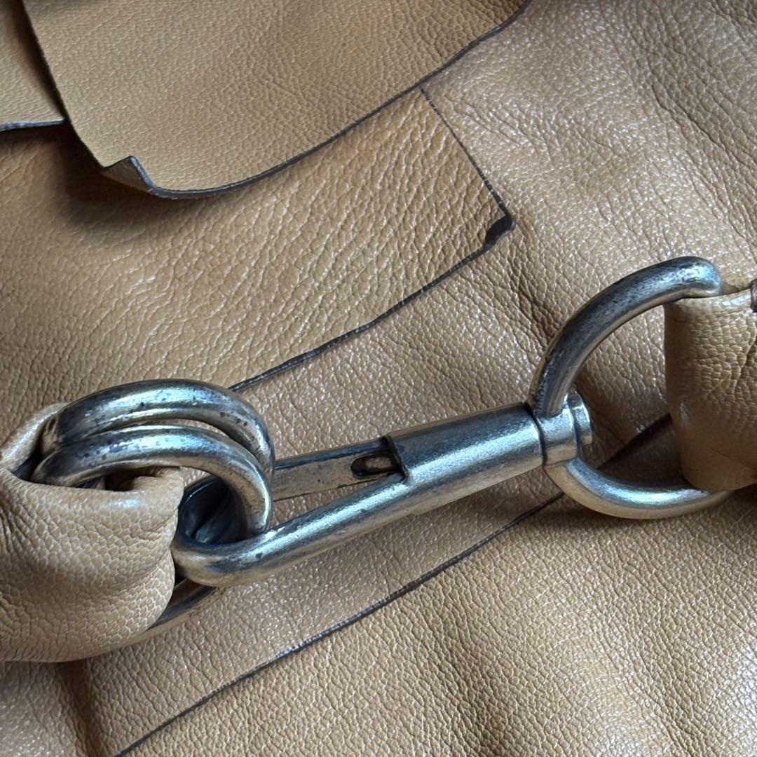 美品イヴサンローランサントロペフリルレザーワンショルダーバックキャメル