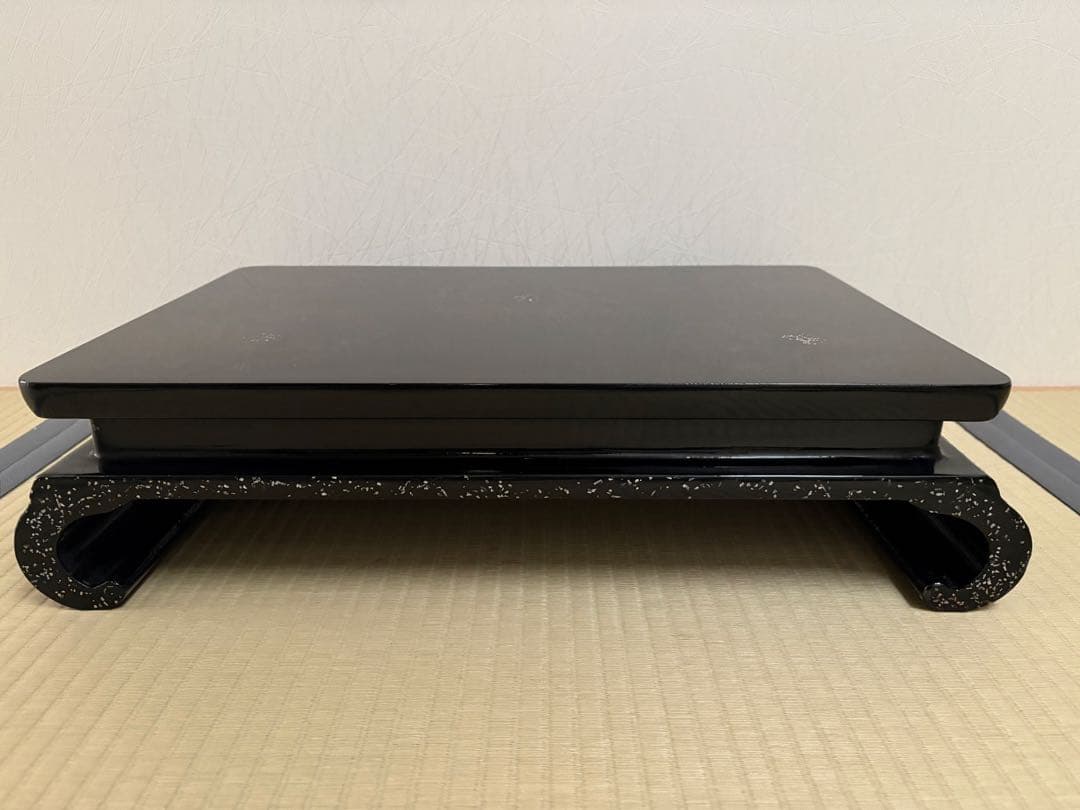 津軽塗？巻足螺鈿花台(大型)平卓　飾り台　盆栽台