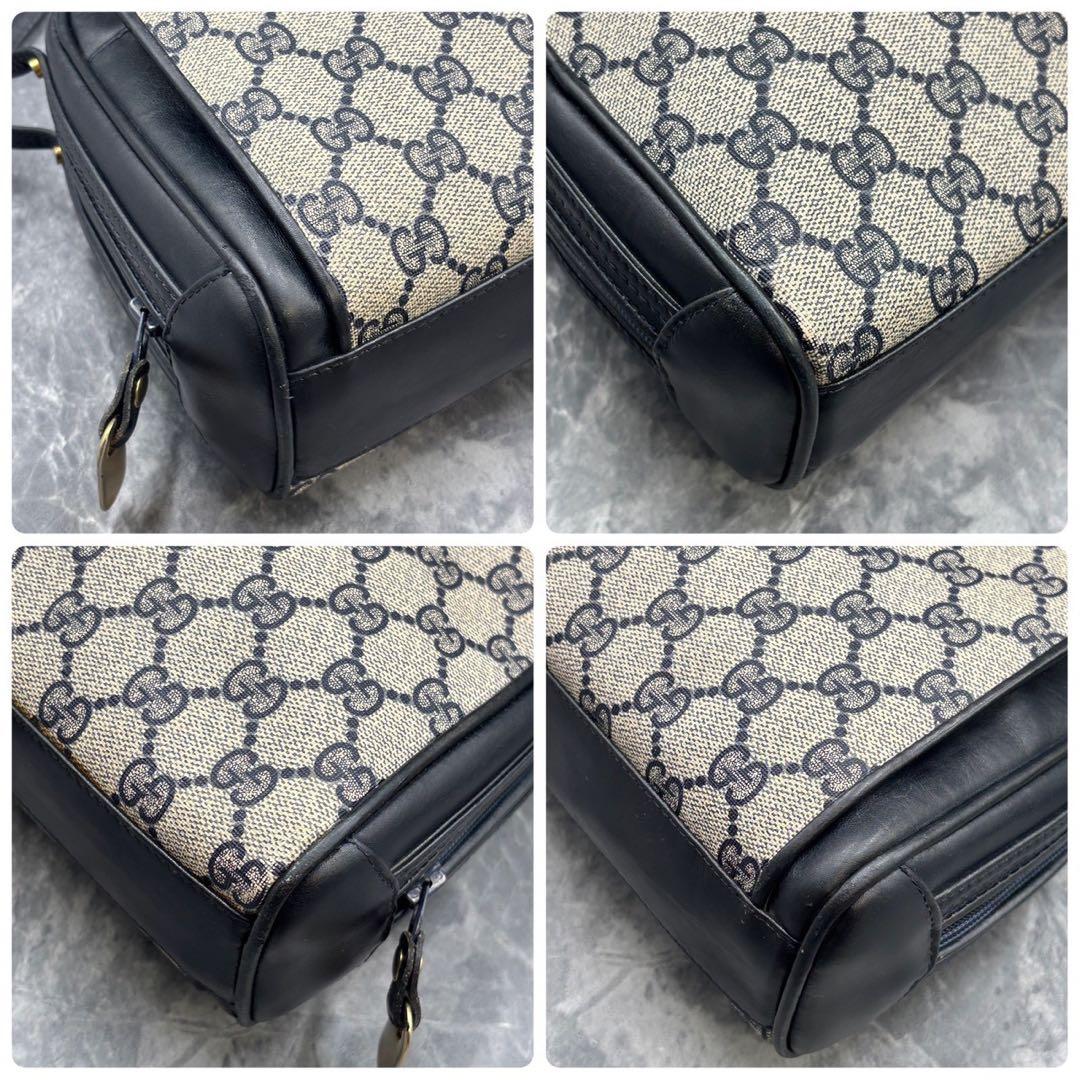 ✨美品✨GUCCI GG ショルダーバッグ ネイビー ベージュ ロゴ 金具