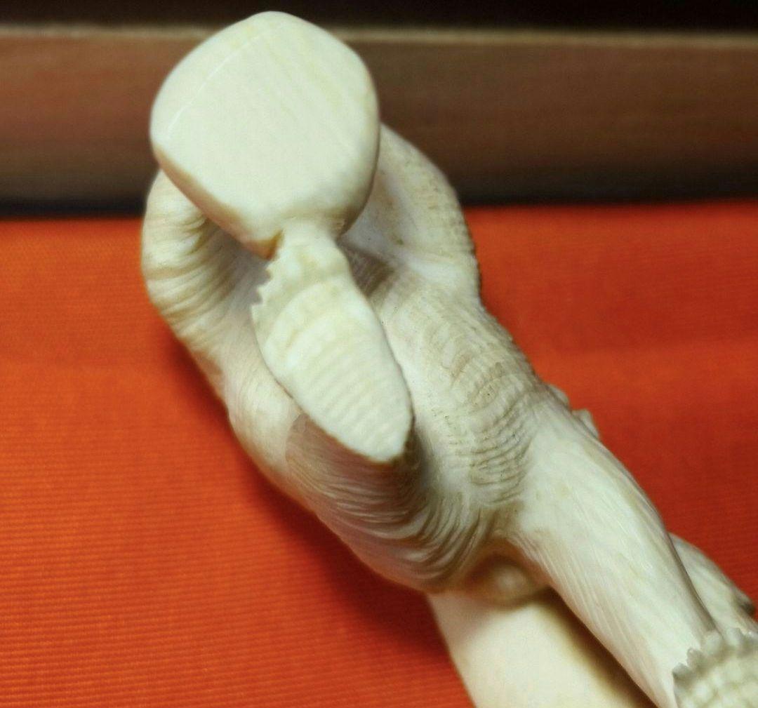 置物 熊 寛支作 共箱 天然素材彫刻 手彫り細工 未使用美品 時代物 蒐集家放出