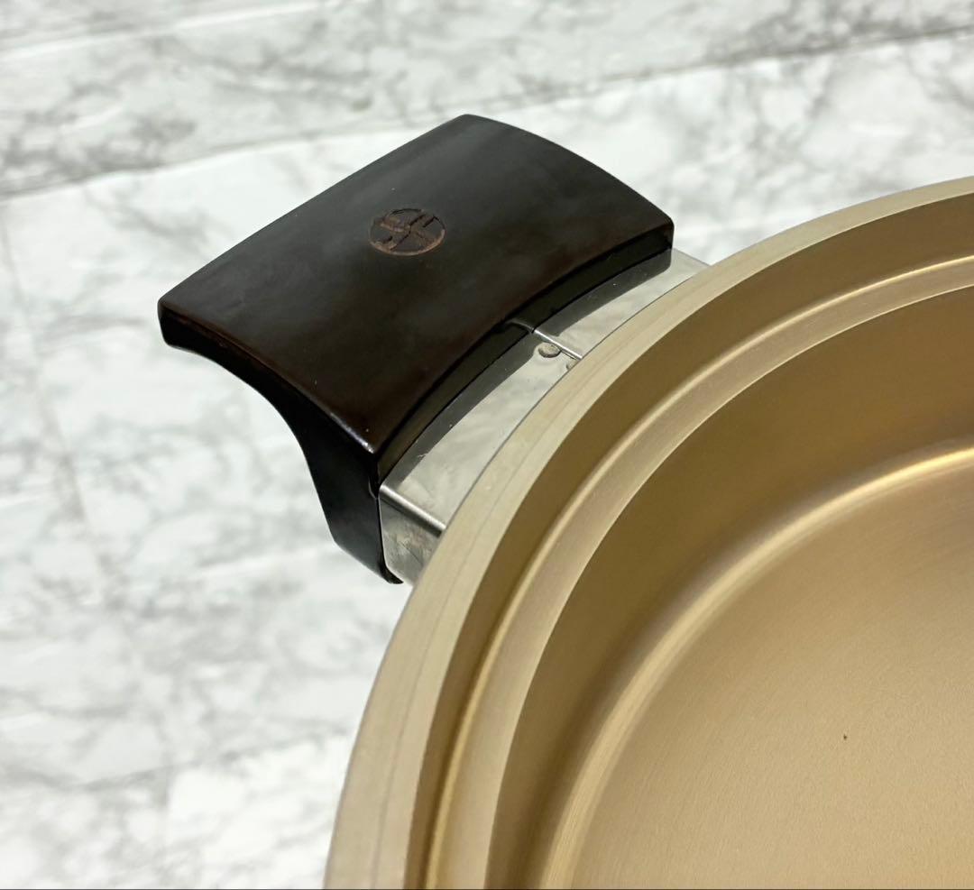 【希少 美品】しばのキッチン 両手鍋 ガラス蓋 最高級ゴールドシリーズ