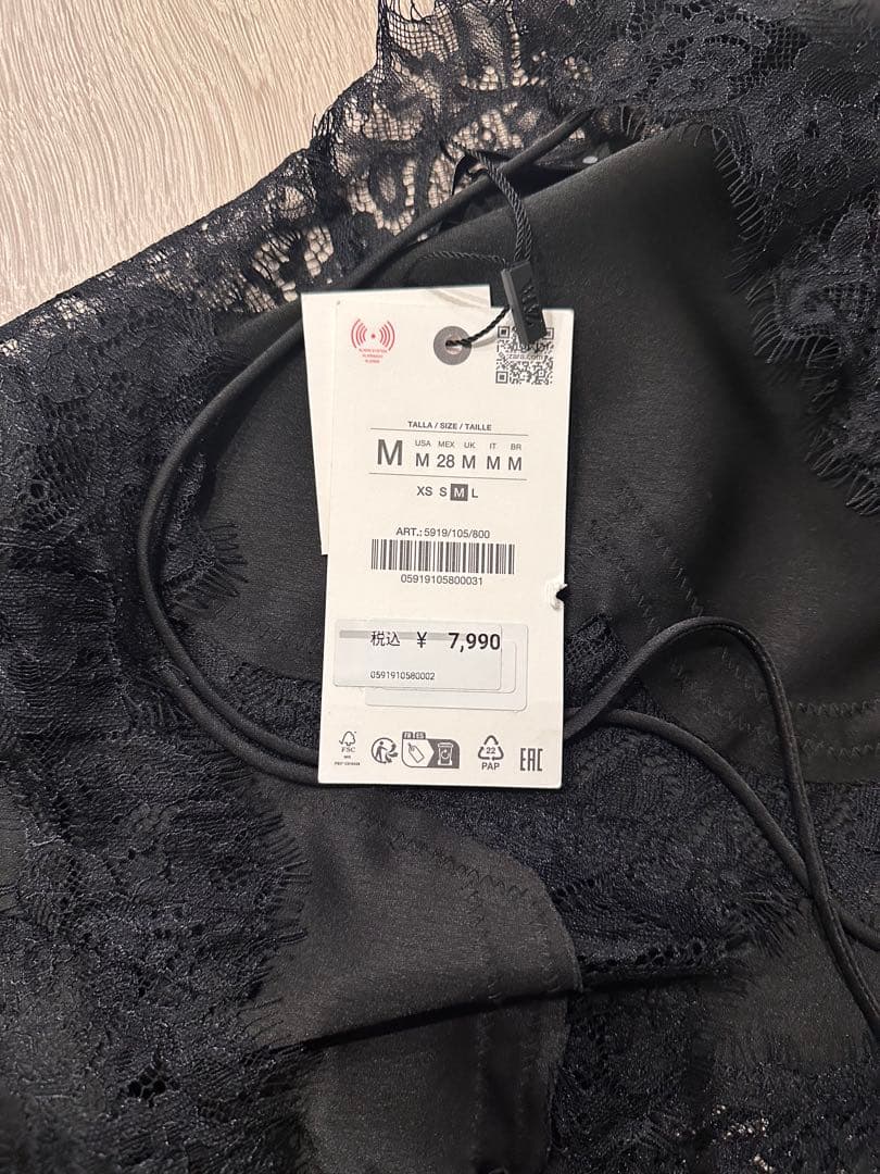 ZARA ZW COLLECTION レーストリムキャミソール ブラック