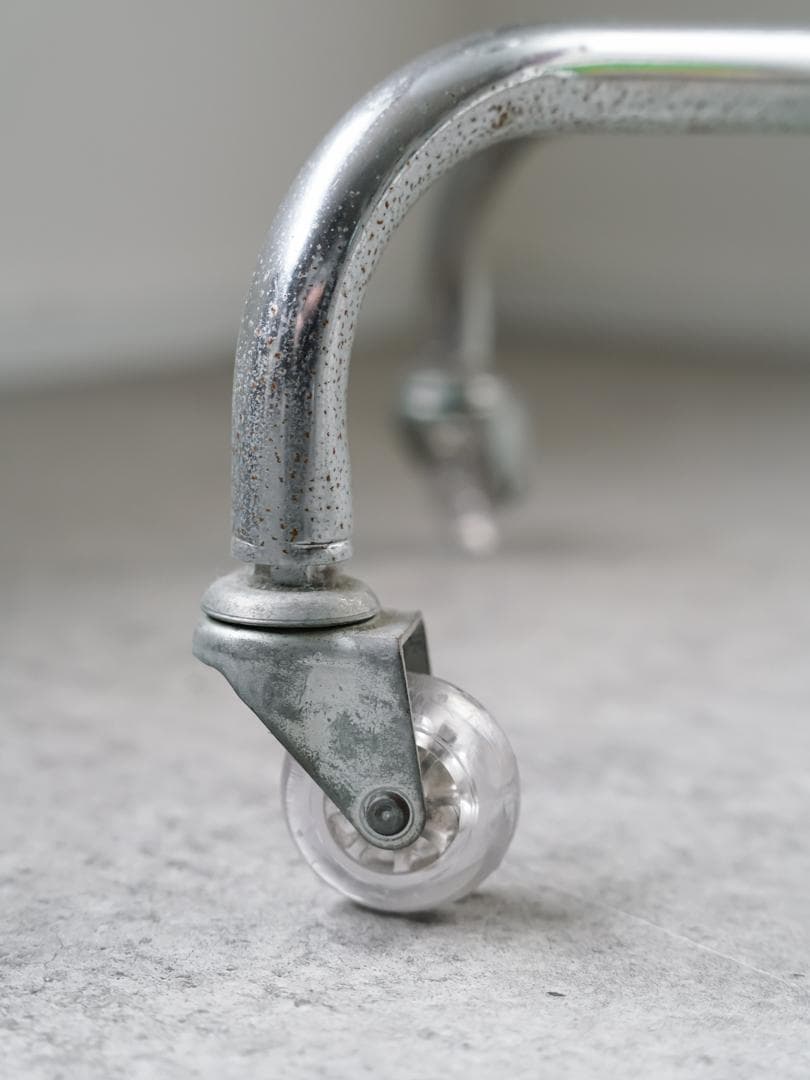 ヴィンテージ アイアン 昇降式ガラステーブル　ミッドセンチュリー モダン