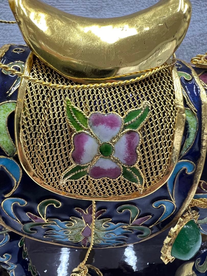 中国工芸　七宝焼　馬　金工細工馬置物