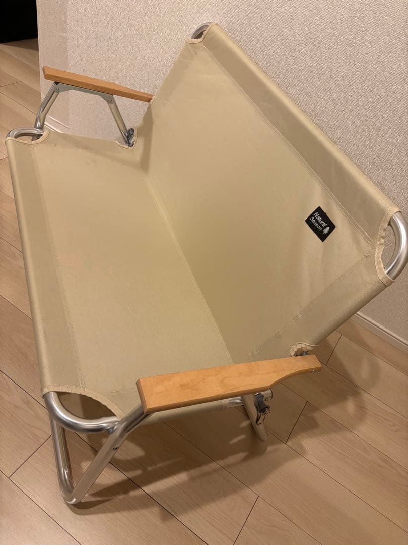【美品】ナチュラルシーズン 折りたたみ背付きローベンチ