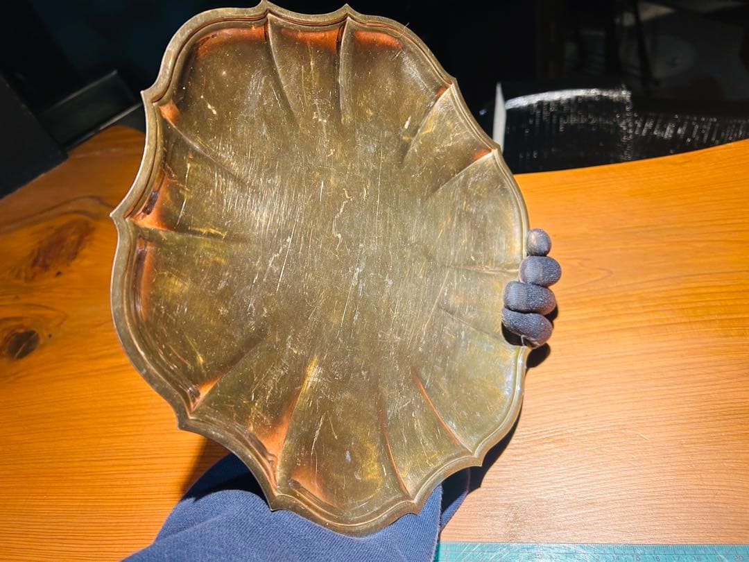 USAアンティーク】 シルバープレート　大皿　トレー　トレンチB