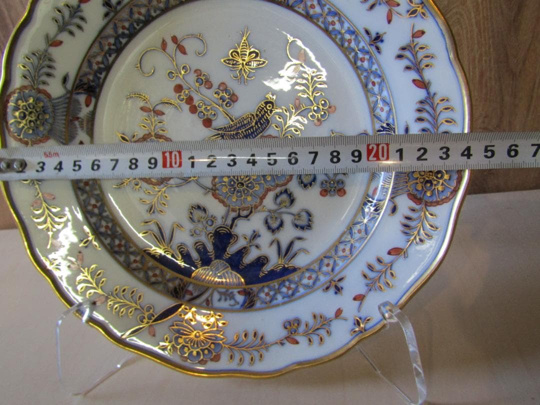 サ*ナ様 マイセン　カラーオニオン　アンティーク 花と鳥の装飾プレート　希少品