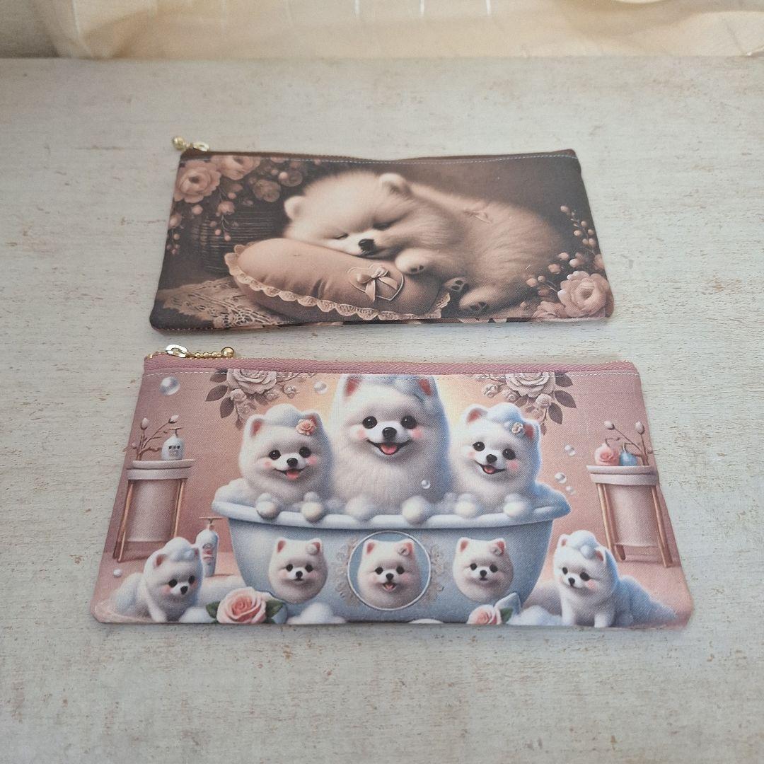 可愛いパネル生地　ハンドメイド　まちなしバッグ　ポーチ