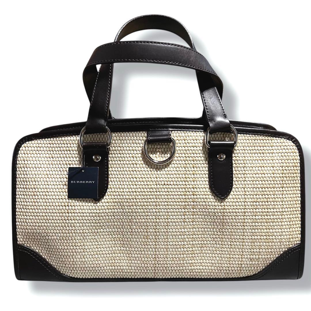希少！❤️未使用品❤️BURBERRY バーバリー ハンドバッグ レザー ストロー