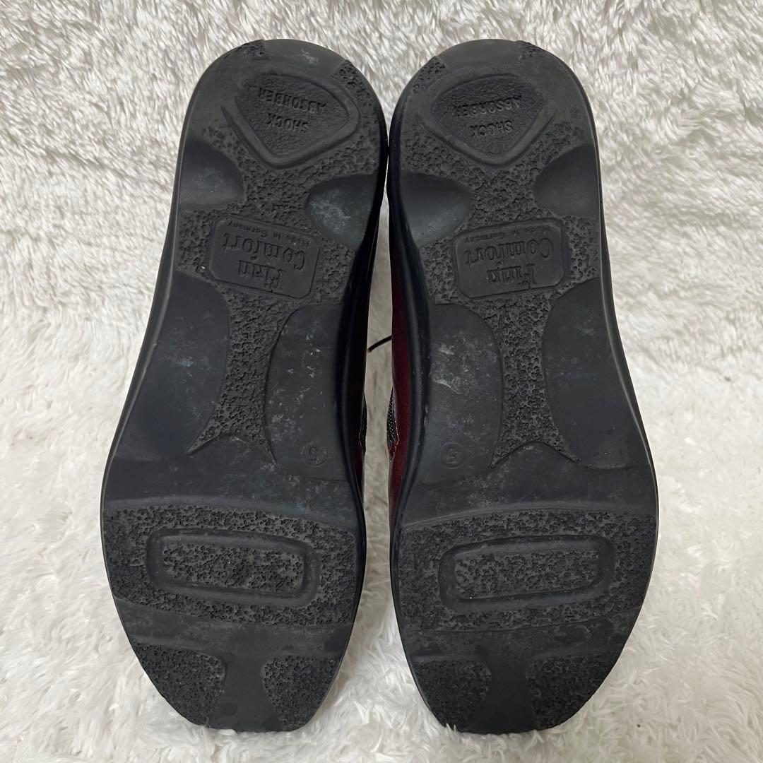 美品✨　フィンコンフォート　 レースアップブーツブーツ　ボルドー　サイズ5 24