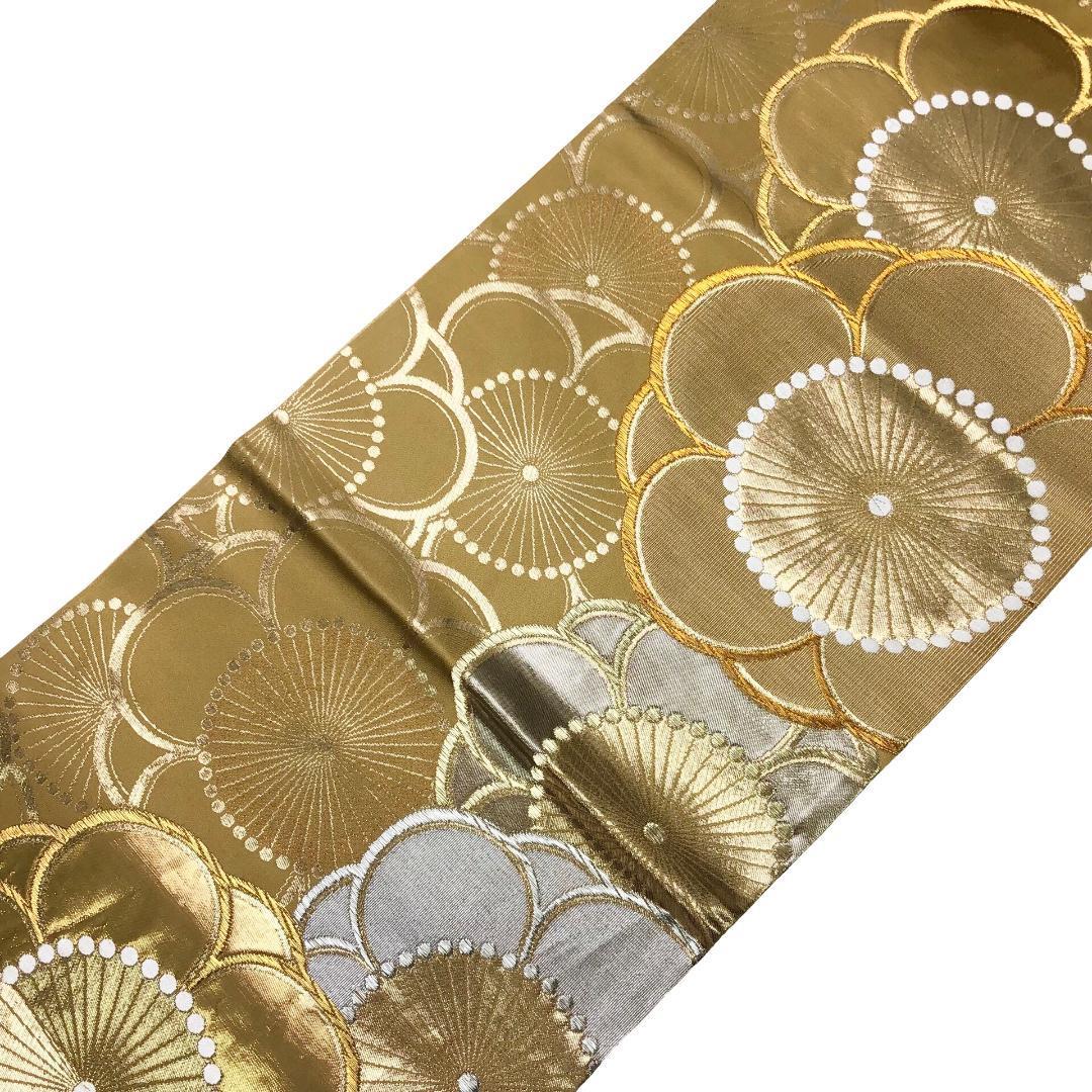 ☆ 袋帯 宝彩 24金箔 プラチナ箔 美しい花模様 金銀糸 O-5889