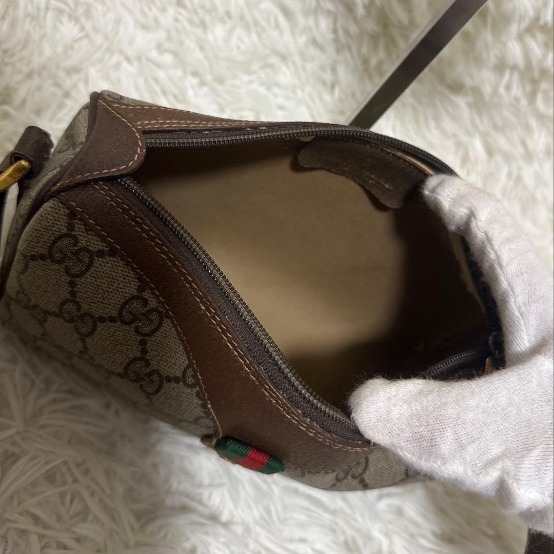 値下げ グッチ シェリーライン GG キャンバス レザー ショルダーバッグ