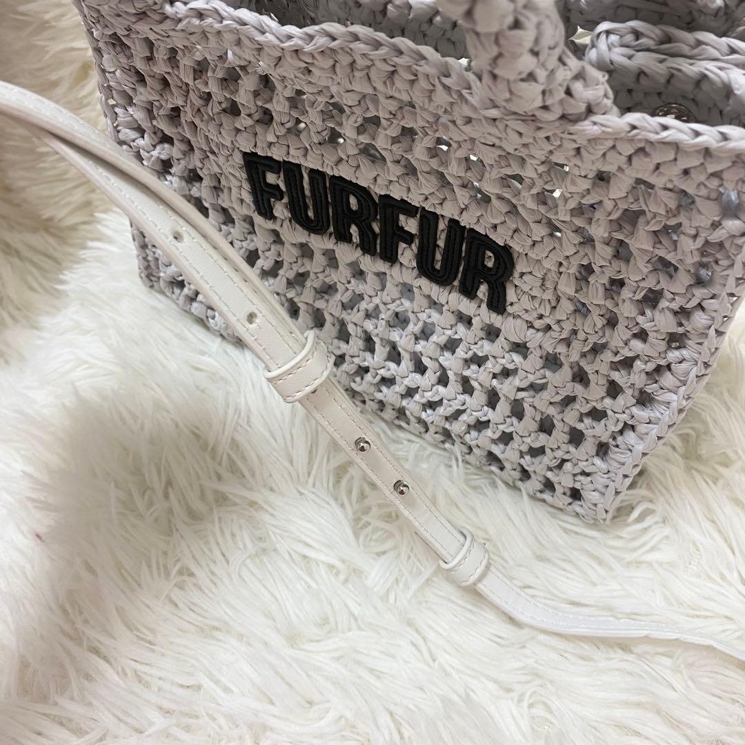 極美品✨FURFUR ラフィアロゴトートバッグ　限定カラー　ルミネ　2way