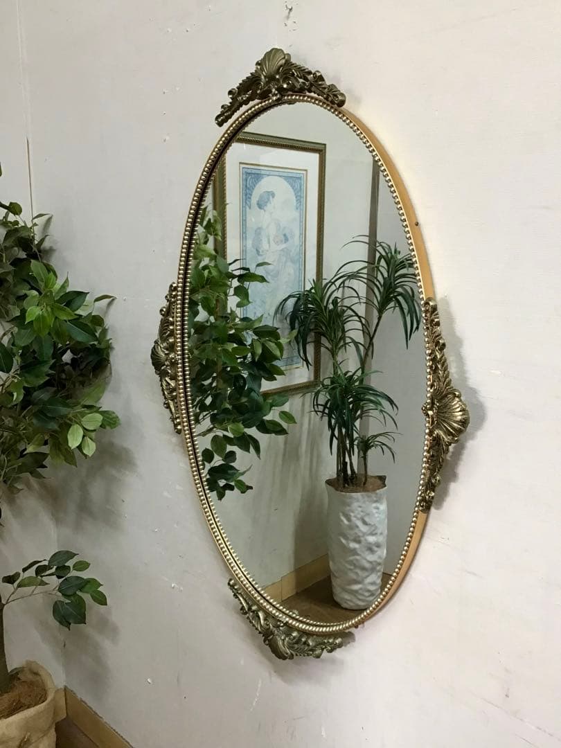 管255☆イタリア製☆アンティーク調☆クラシックミラー☆壁掛けミラー