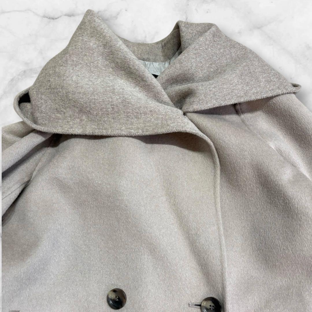 23区 アンゴラ混ソフトウールリバーコート 38 フーデッドコート 軽量M〜L