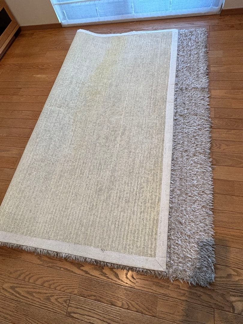 モデルルーム展示品 シャギーラグ 180×210cm 北欧 グレーベージュ