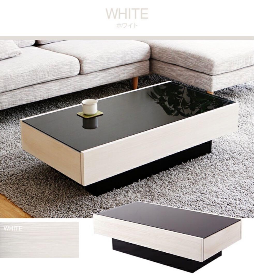 ホワイト木製センターテーブル 日本製