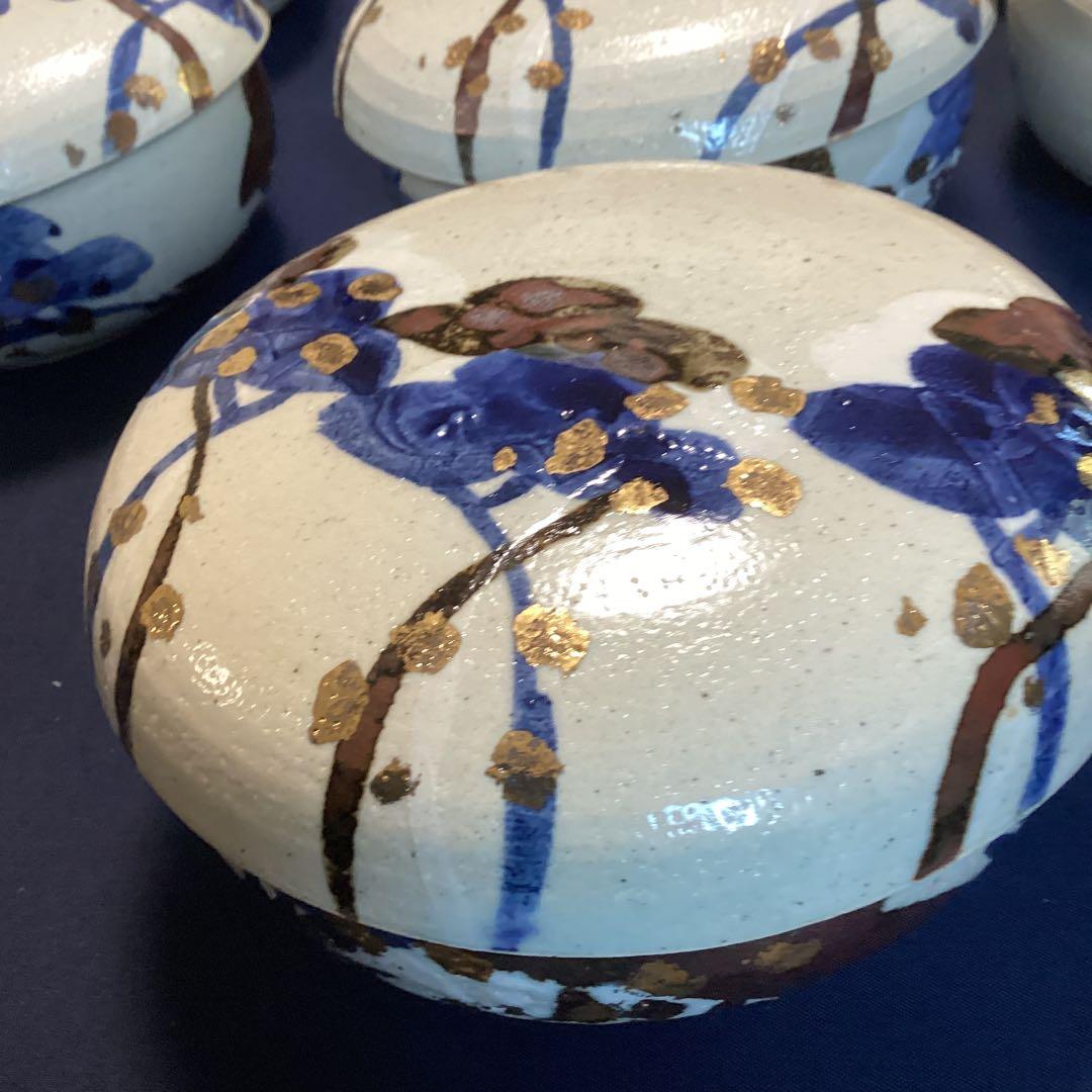 乾山写松絵金箔ちらし蓋物10客　　新品未使用