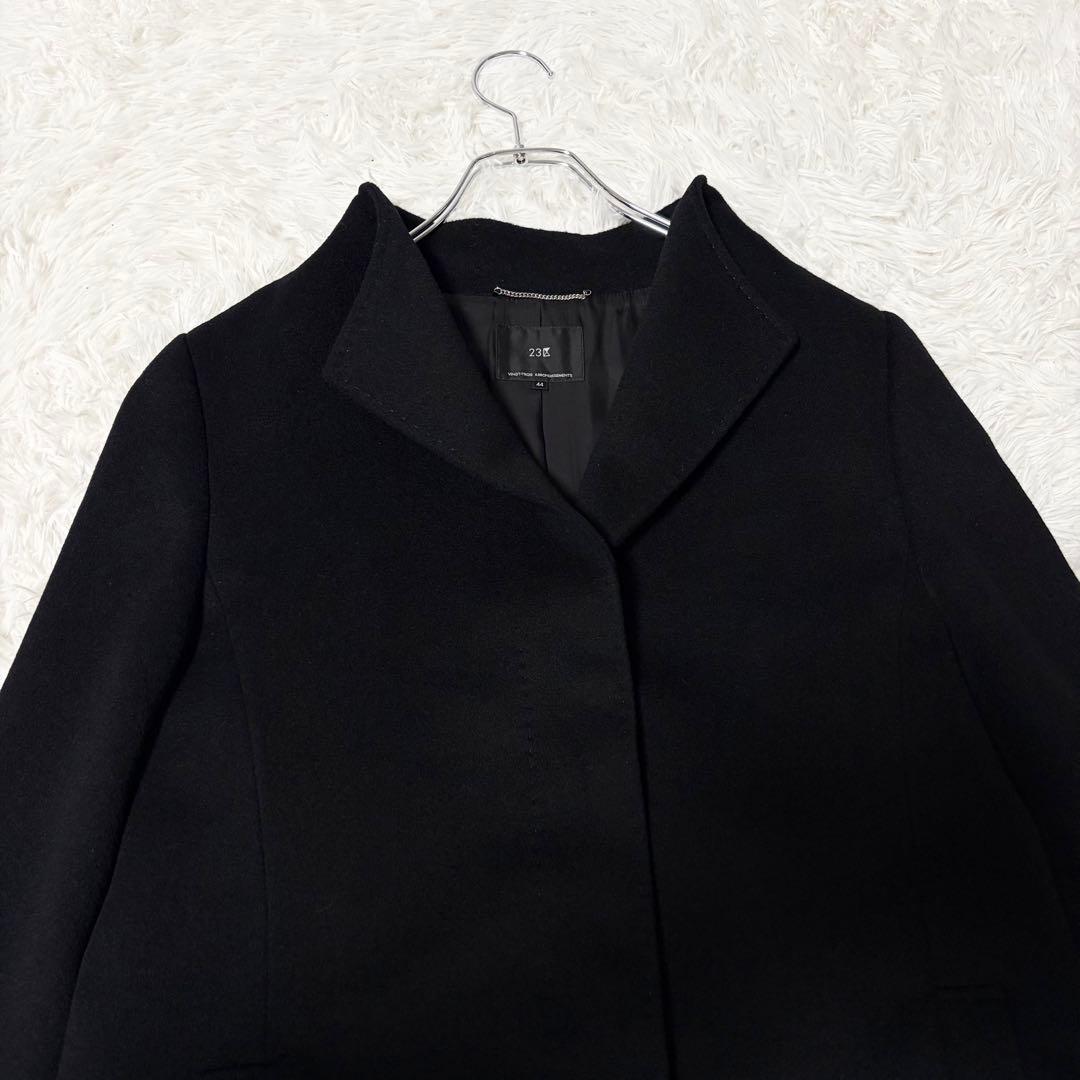 【新品】23区 ウールアンゴラ ビーバースタンドカラーコート 黒44