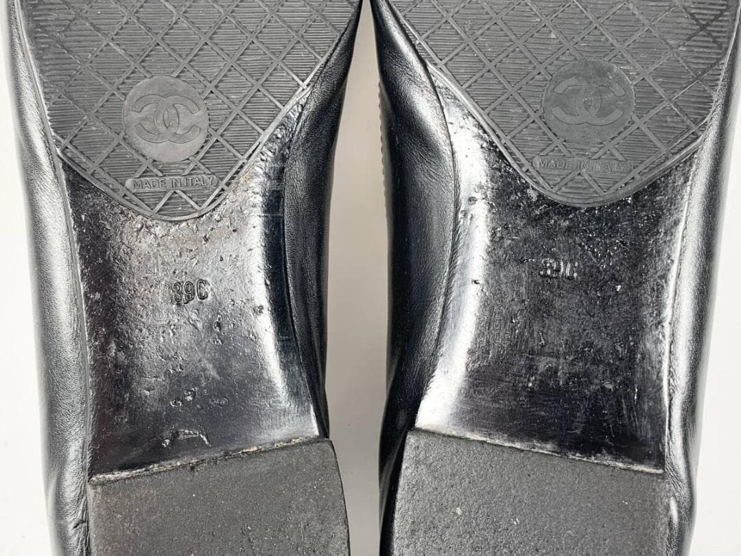 【正規】美品 シャネル CHANEL ココマーク レザー フラットシューズ 39