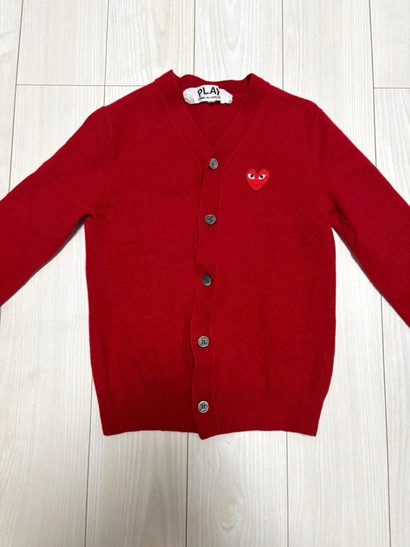 PLAY COMME des GARÇONS 赤 ハートワッペン カーディガン