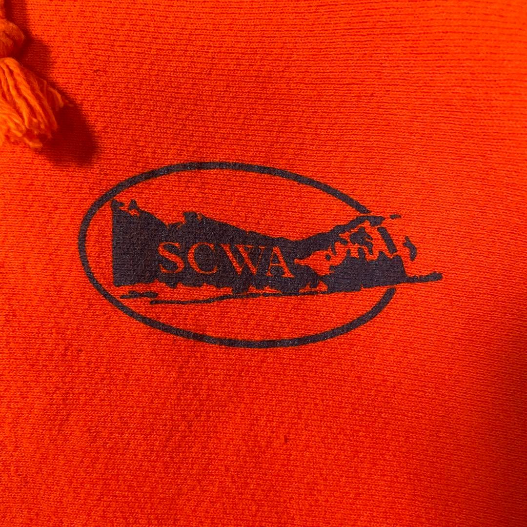 希少USA製CAMBER企業ロゴ入り肉厚プルオーバーフードスウェットXLオレンジ