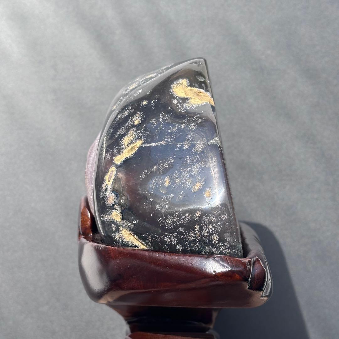 【高品質】ウルグアイ産❣️天然石 アメジストのドーム　置物　台座付きG.214