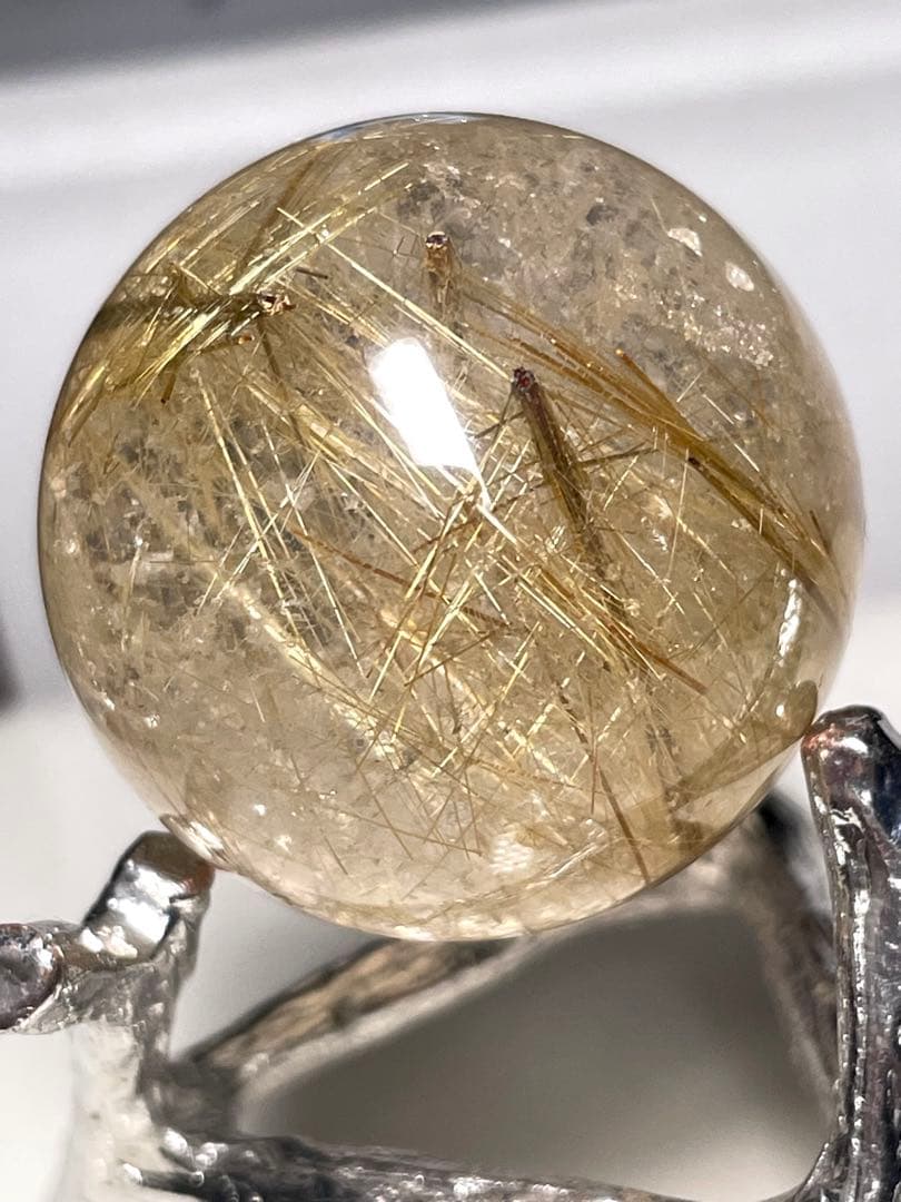 【ゴールドルチルクォーツ】丸玉●スフィア◆金運・仕事運◆天然石◆パワーストーン