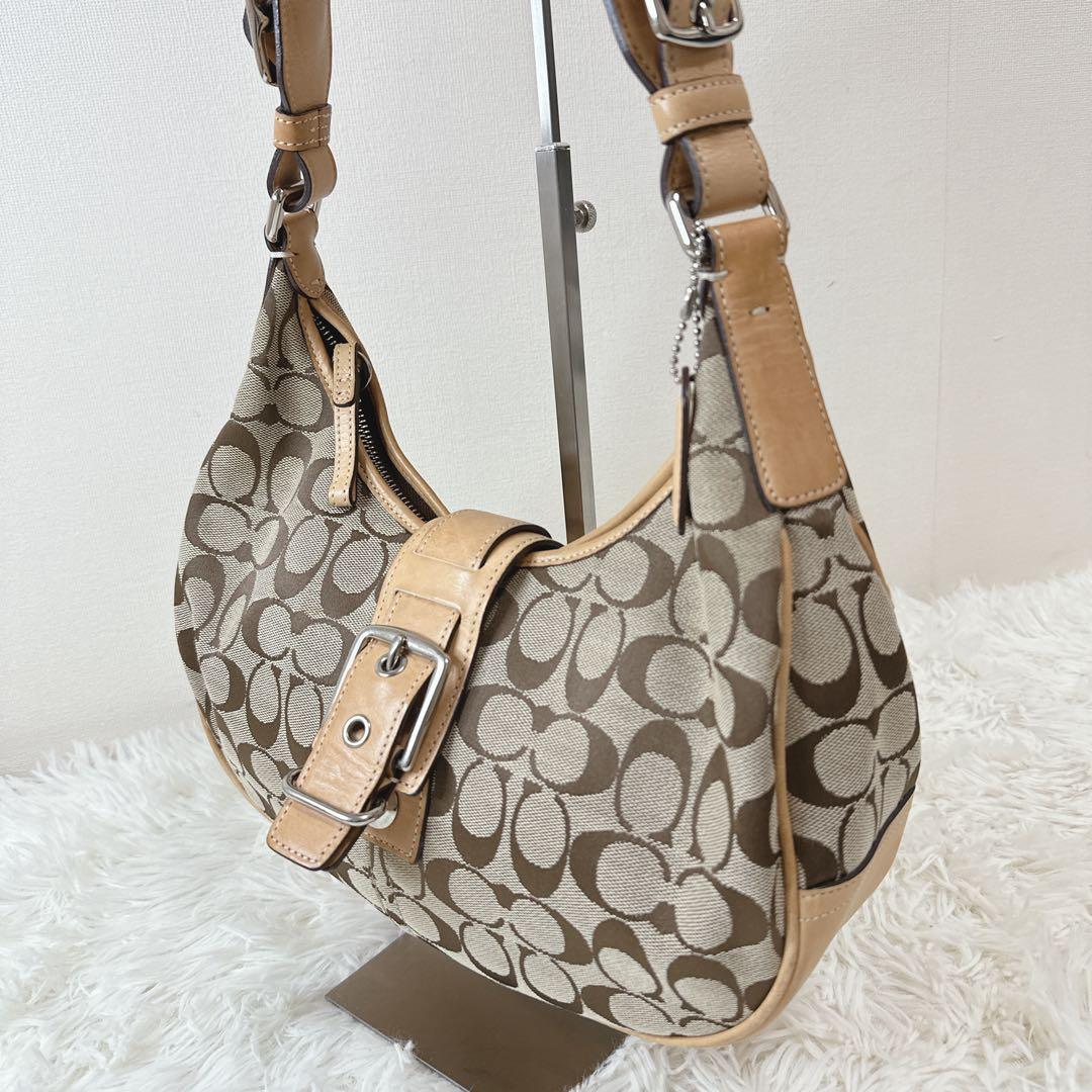 COACH シグネチャー ワンショルダーバッグ ホーボー ブラウン Y2K三日月