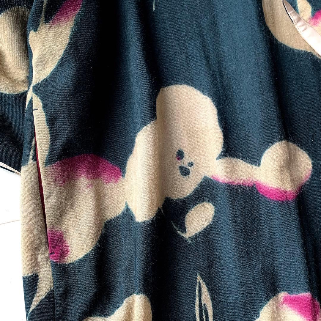 美品 パラスパレス 花柄ワンピース ウールワンピース ダークグリーン 日本製