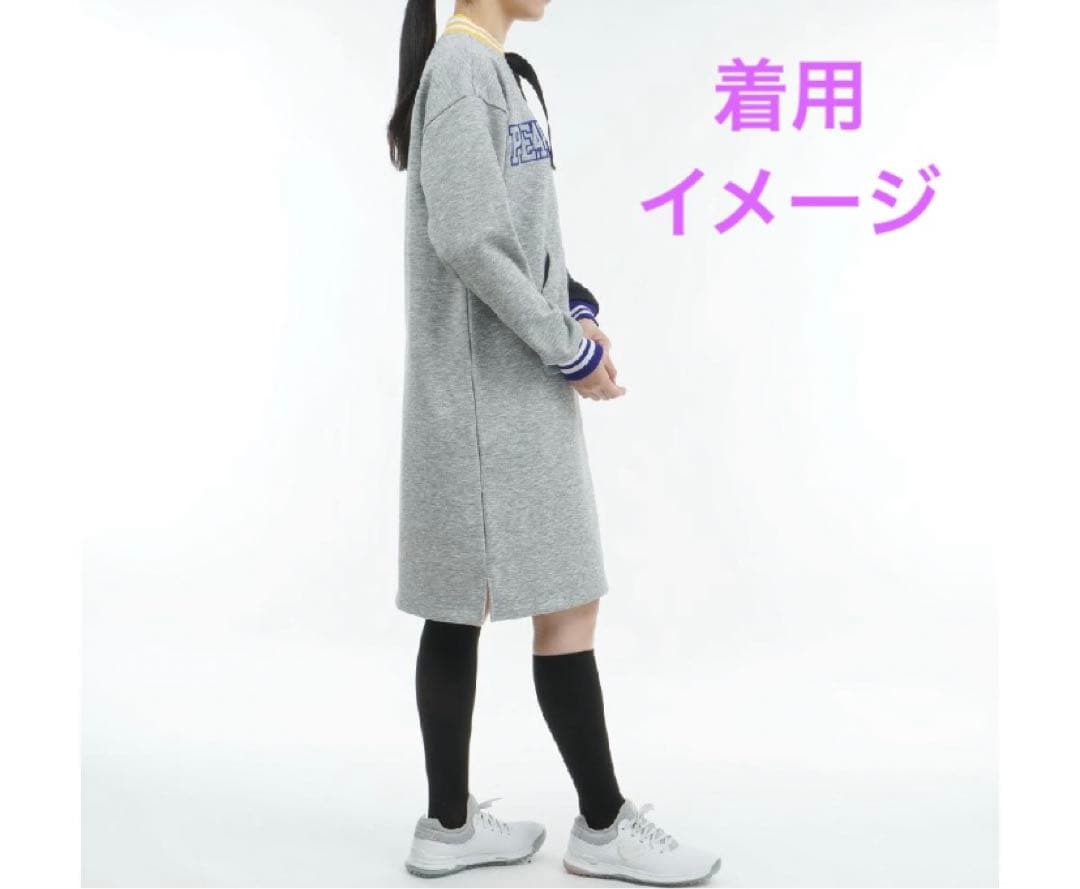 パーリーゲイツ　ゴルフ　ワンピース　グレー　紺黄　秋冬　裏起毛　レディース　美品