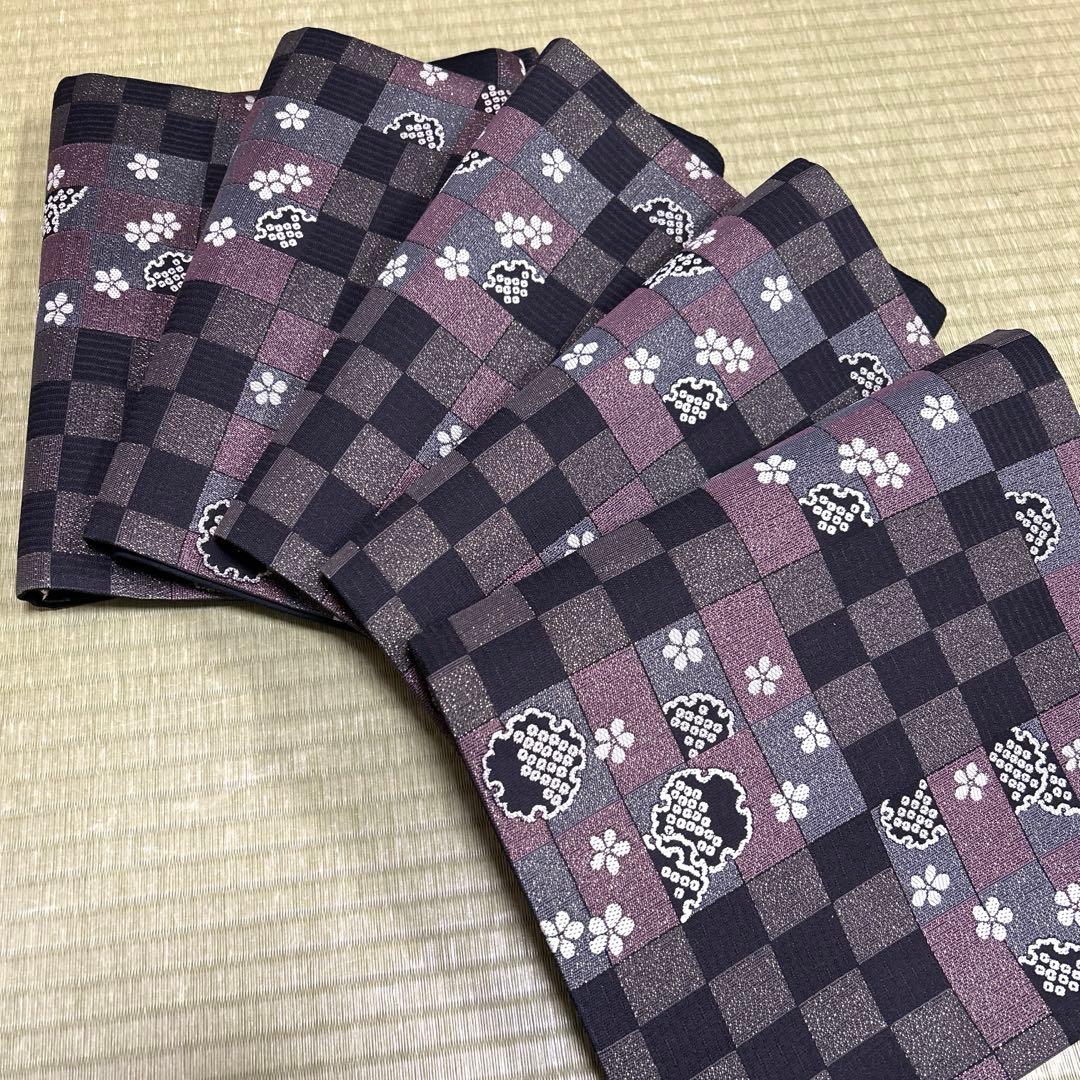 正絹　袋帯　【市松模様】　撥水加工済