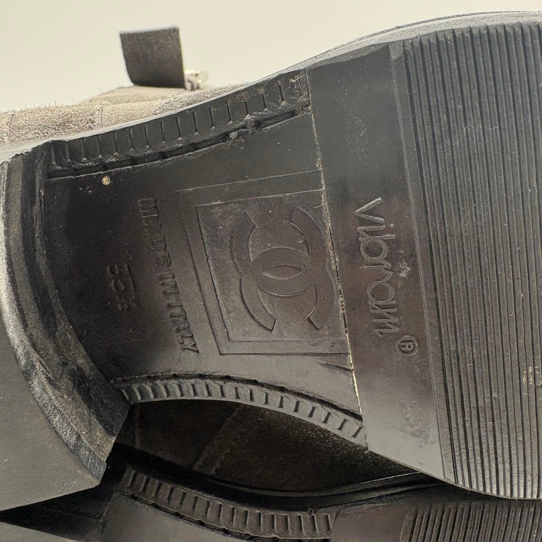 CHANEL シャネル スエード ミドルブーツ グレー 35.5（23cm）