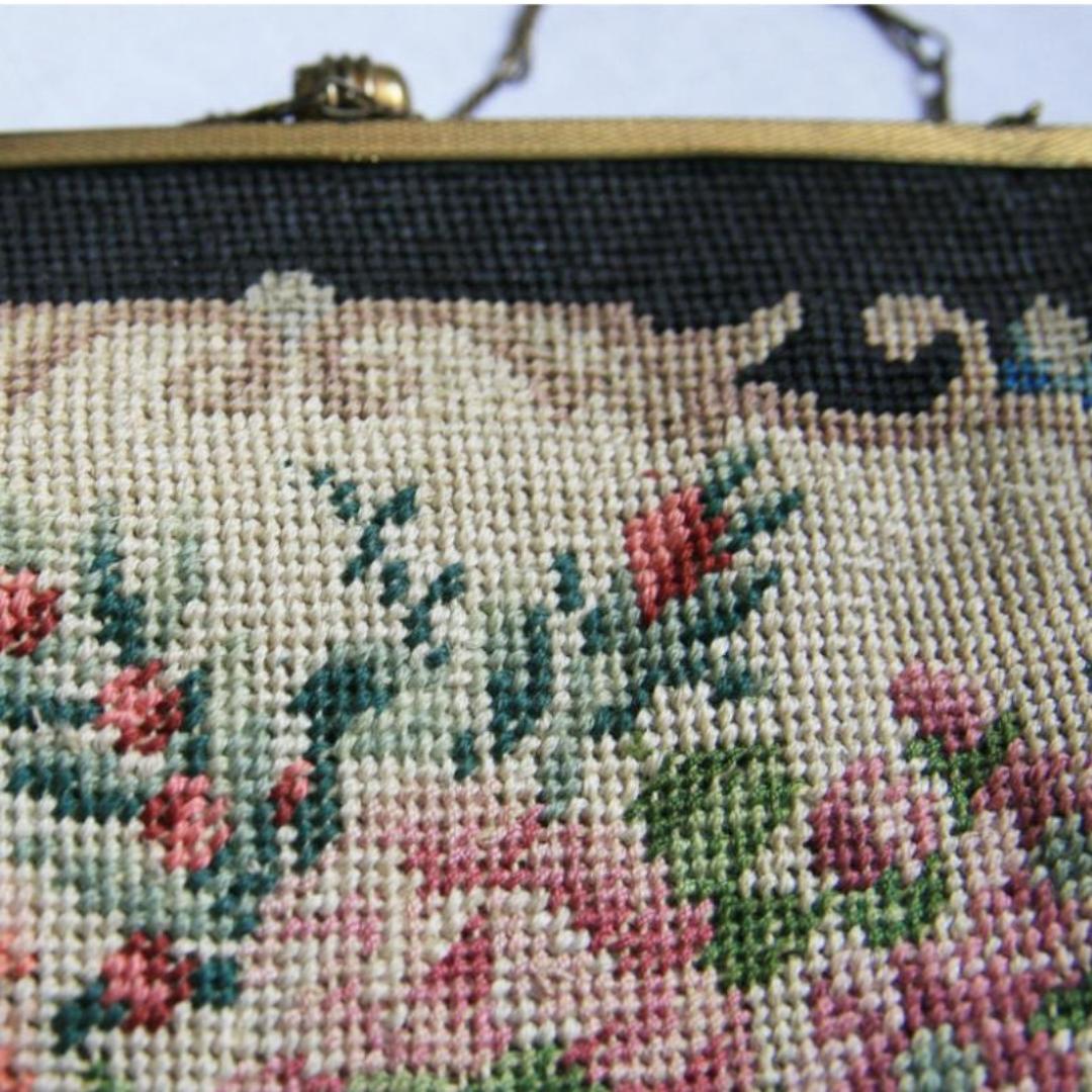 プチポワン アンティーク バッグ シルク