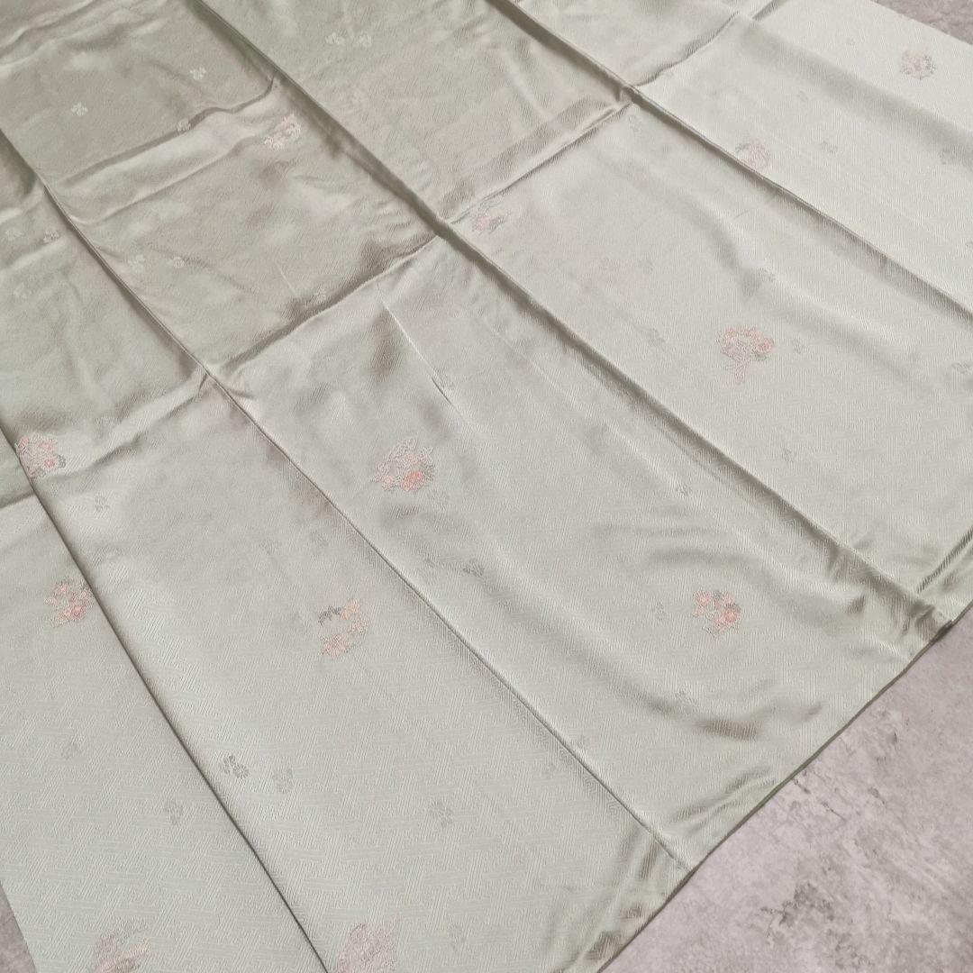 【相良刺繍】淡グリーンに相良刺繍 お役立ち付け下げ 紋意匠 地紋