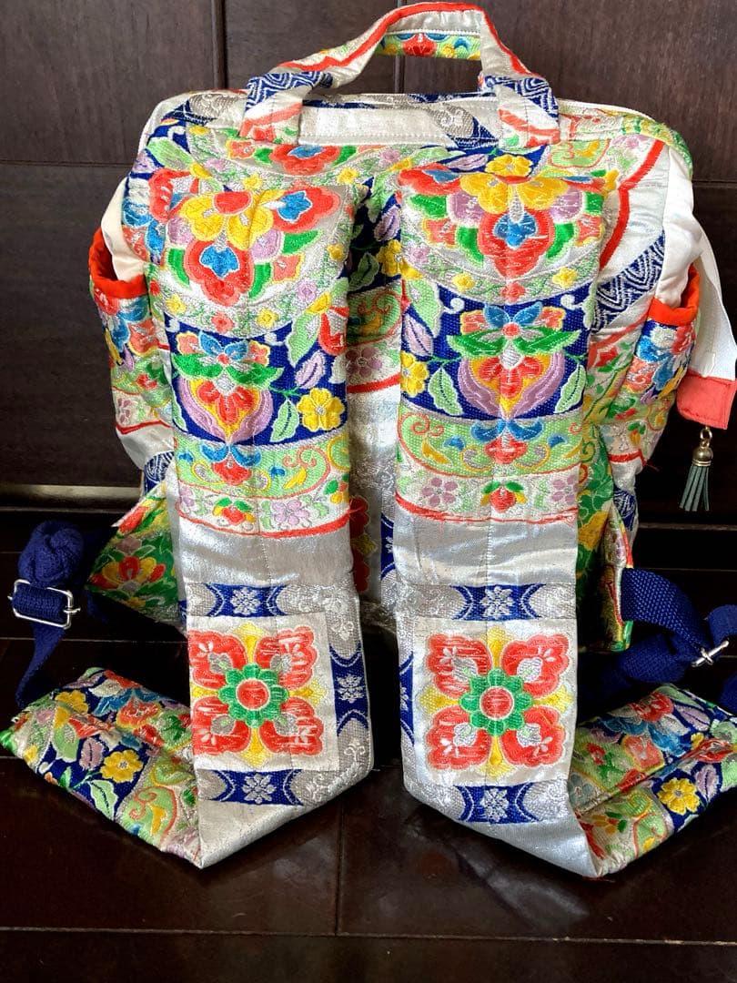 フォロー500円引　オーダーリュック　豪華日本帯リメイク　銀織　二重縫い