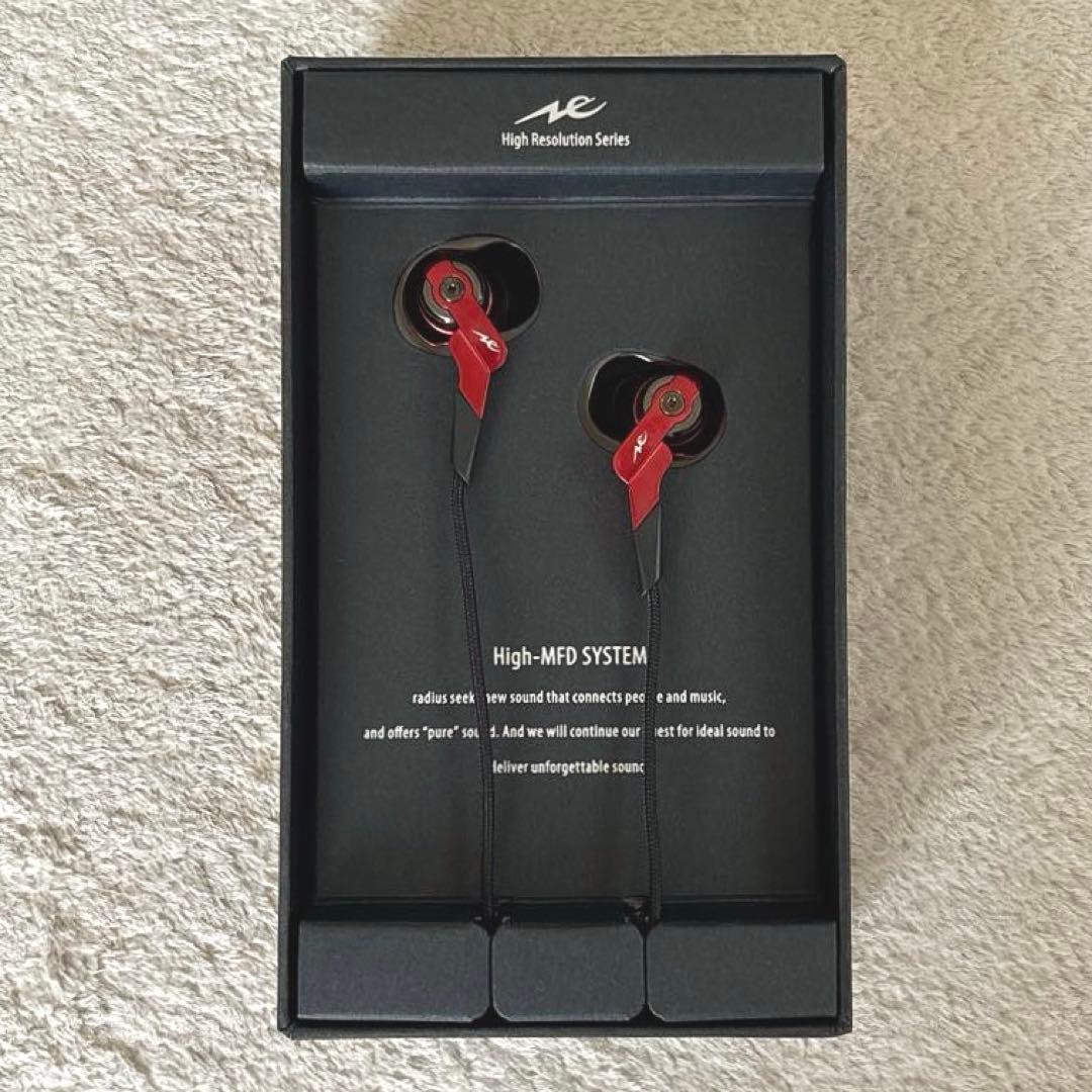 ★美品！【radius/ラディウス】ハイレゾ イヤホン レッド HP-NHR21